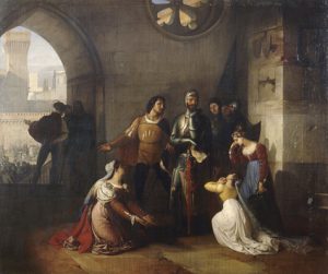 Hayes "Pietro Rossi, signore di Parma, spogliato dei suoi domini dagli Scaligeri, signori di Verona, mentre è invitato nel castello di Pontremoli"