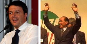 Il leader del PD, Matteo Renzi e quello di Forza Italia, Silvio Berlusconi