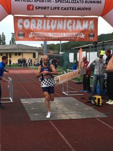 L'arrivo al traguardo del vincitore Gabriele Benedetti