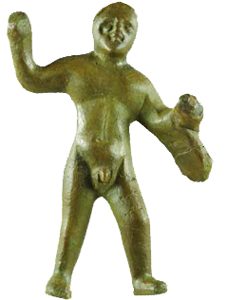Statuetta di bronzo raffigurante Ercole e rinvenuta negli scavi