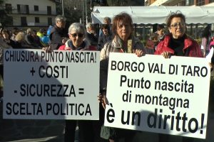 La protesta del i rappresentanti del Comitato Punto nascite di Borgotaro