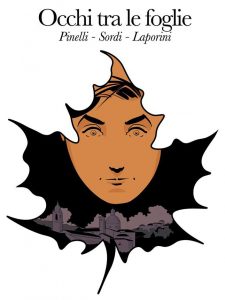 La copertina, realizzata da Nicolò Laporini, del progetto di realizzazione della grapich novel "Occhi tra le foglie"