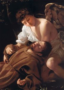 Michelangelo Merisi da Caravaggio, "San Francesco in Estasi" (1494-1495). Particolare.