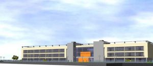 Il rendering di come dovrebbe apparire l'edificio dell'Alberghiero una volta conclusi i lavori