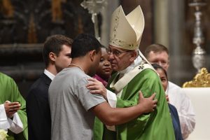 Vaticano, 28 ottobre 2018. Papa Francesco presiede la S.Messa di chiusura del Sinodo dei Vescovi sui Giovani.
