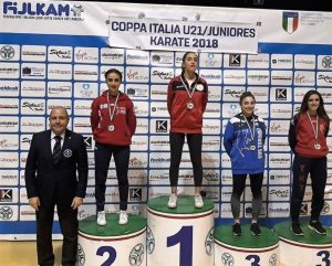Camilla Cavo, a sinistra, sul podio della premiazione