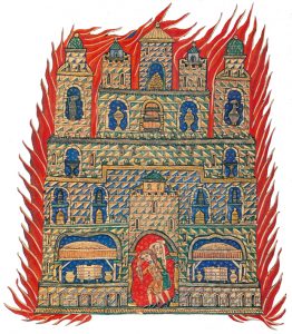 La raffigurazione di un incendio in un Commentario dell’XI secolo