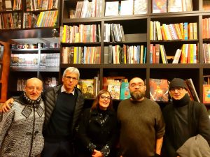 Foto di gruppo del comitato organizzativo del primo festival del fumetto a Montereggio