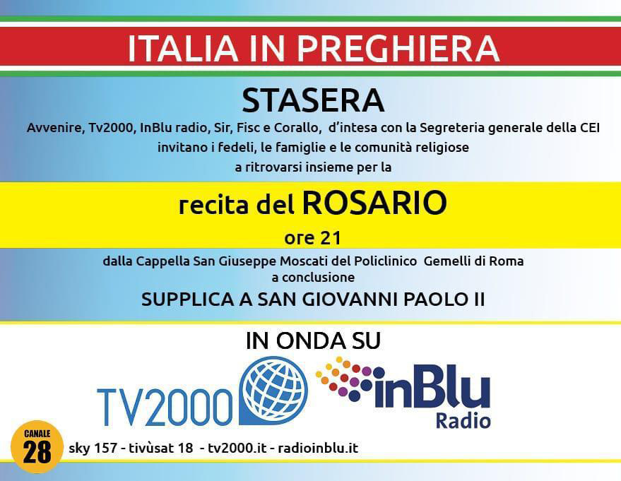 Il 2 aprile l’Italia in preghiera Il 2 aprile l’Italia in preghiera