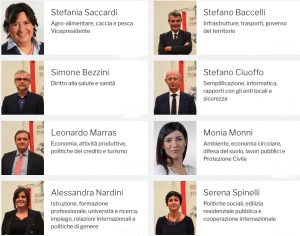 Gli assessori che compongo la giunta della Regione Toscana