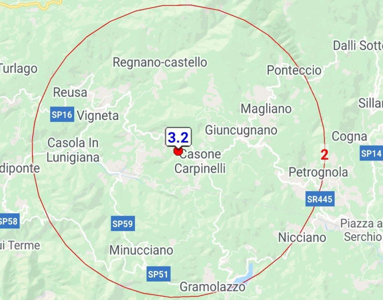 Scossa di terremoto di magnitudo 3.2 tra Massa e Lucca Scossa di terremoto di magnitudo 3.2 tra Massa e Lucca