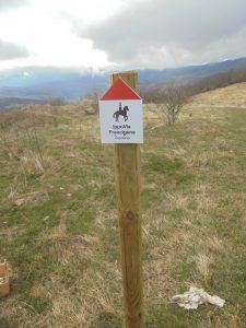 Il segnale che indica l'ippovia della Francigena