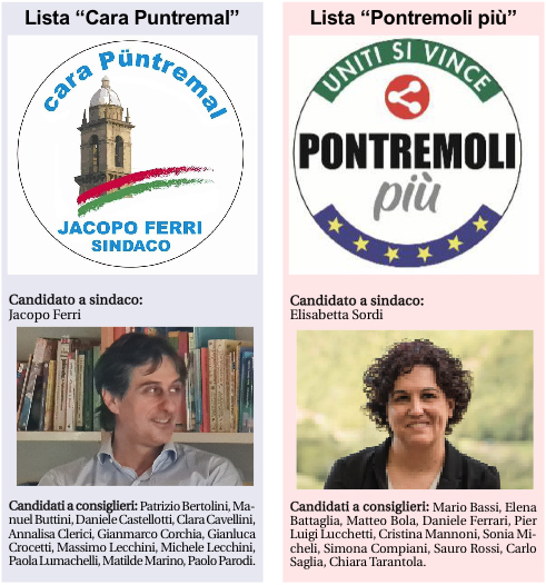 I candidati delle due liste presenti a Pontremoli