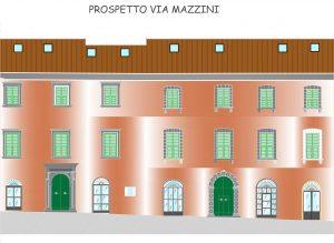 Il prospetto di palazzo Buglia da via Mazzini