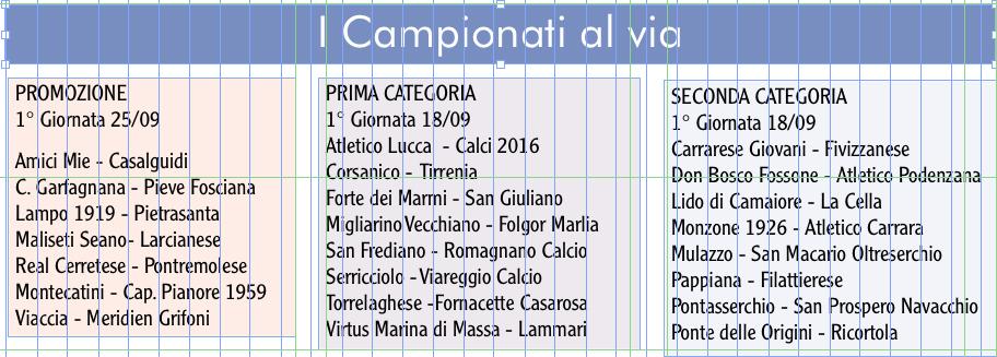 La prima giornata dei campionati