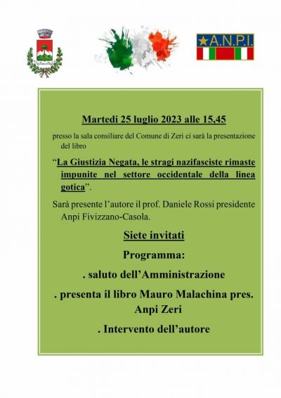 Locandina della presentazione del libro "La Giustizia Negata"