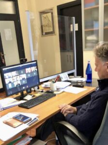 Il sindaco Valettini durante l'incontro on line i sindaci e i rappresentanti della Salt