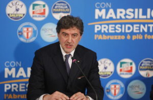 Il confermato Governatore dell'Abruzzo Marco Marsilio