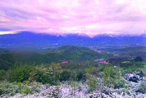 Dalla webcam sul monte Bosta il panorama delle colline innevate fra Mulazzo e Zeri