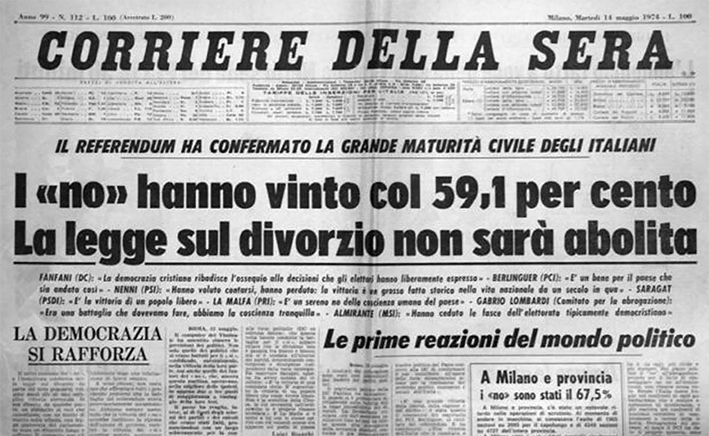 Le divisioni del cattolicesimo italiano in occasione del referendum sul divorzio Le divisioni del cattolicesimo italiano in occasione del referendum sul divorzio