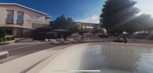 Il rendering di come si dovrebbe presentare lo stabilimento termale a lavori conclusi