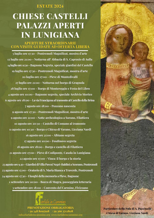 “Chiese e Palazzi Aperti in Lunigiana”: è iniziata l’edizione 2024 “Chiese e Palazzi Aperti in Lunigiana”: è iniziata l’edizione 2024