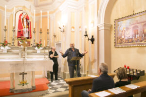 L'intervento dell'architetto Mauro Lombardi (Foto Walter Massari)