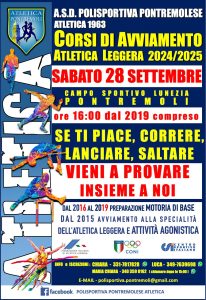 Locandina dell'Open day della Polisportiva Pontremolese dedicata all'atletica