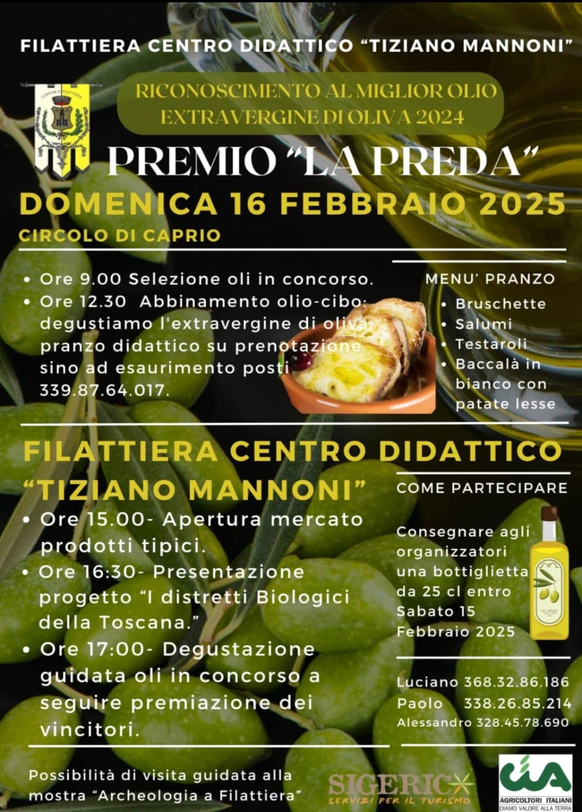 Premio “La preda”, riconoscimento al miglior olio evo del 2024