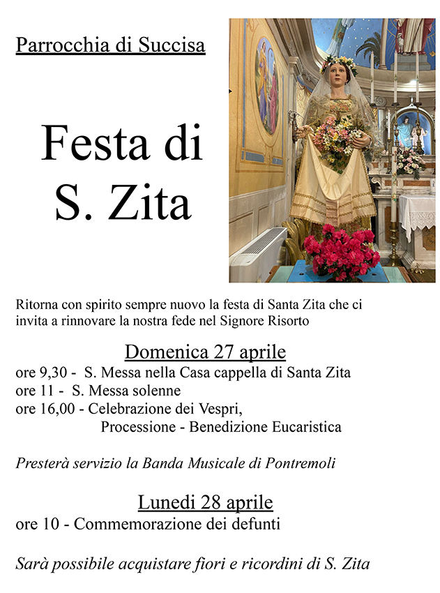 Domenica 27 aprile a Succisa la Festa di Santa Zita Domenica 27 aprile a Succisa la Festa di Santa Zita