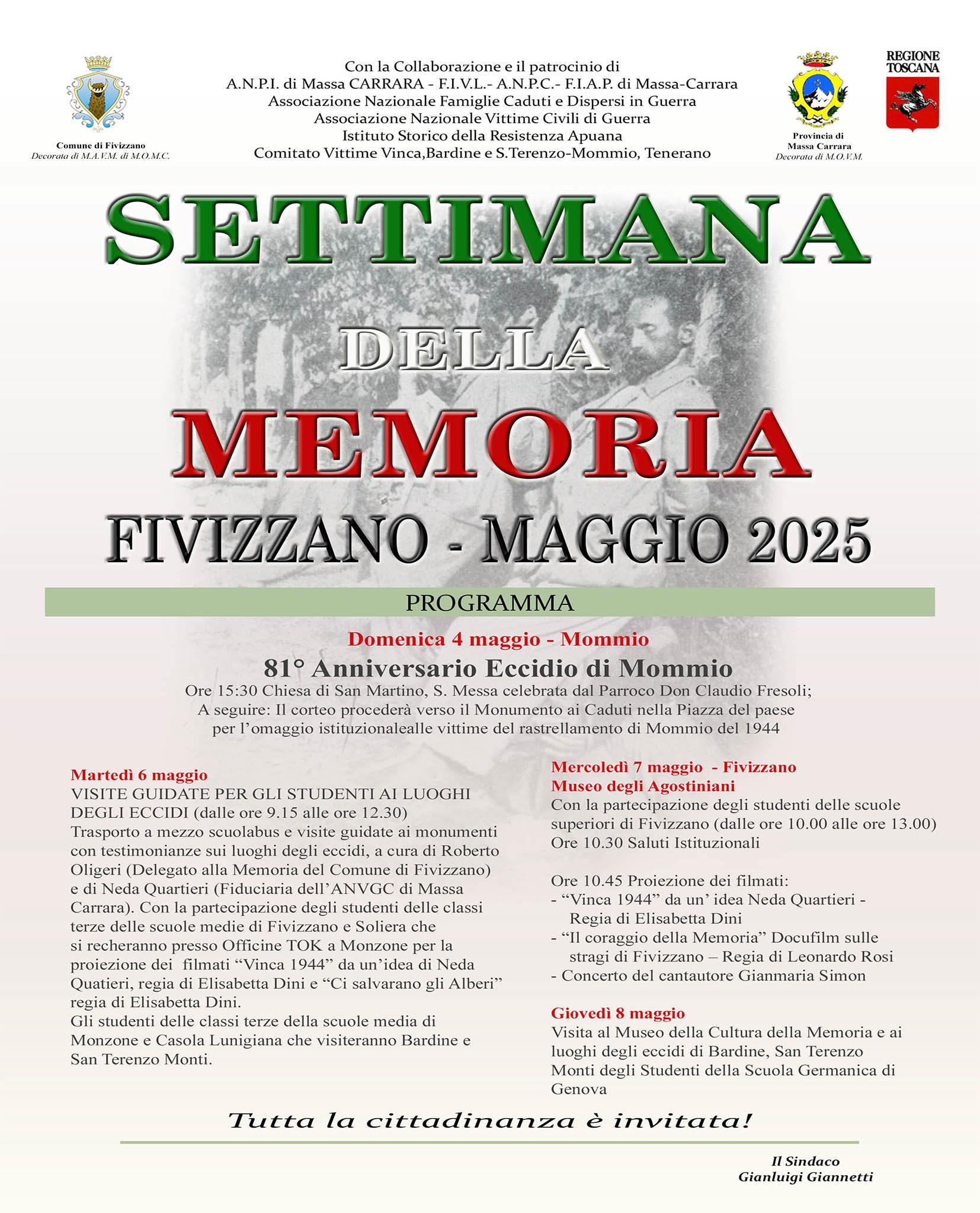 A Fivizzano la settimana della Memoria A Fivizzano la settimana della Memoria
