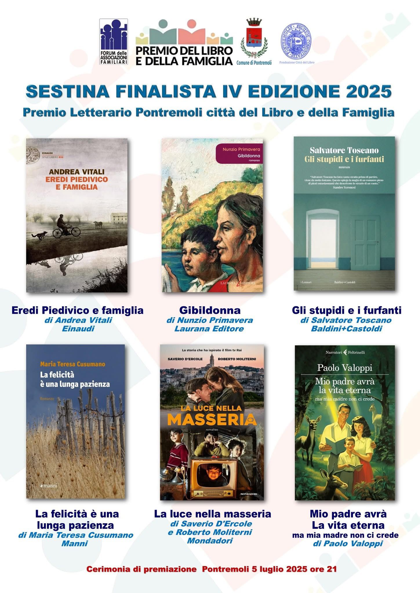 La sestina finalista del Premio “Pontremoli Città del Libro e della Famiglia”