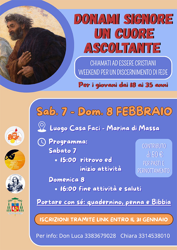 “Donami Signore un cuore ascoltante”: weekend di discernimento per giovani da 18 a 35 anni