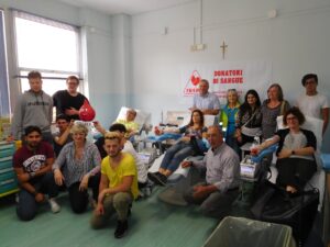 Un momento di donazione con il gruppo Fratres