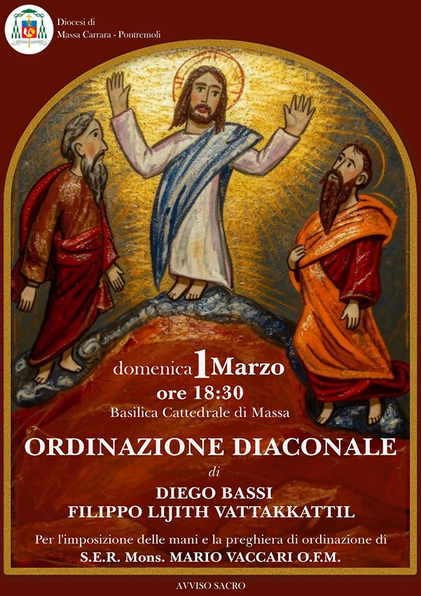 In Cattedrale a Massa l’ordinazione diaconale di Diego Bassi e Filippo Lijth Vattakkattil