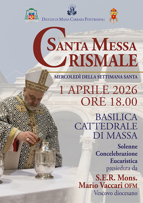 Mercoledì 1° aprile a Massa la Messa Crismale in cattedrale