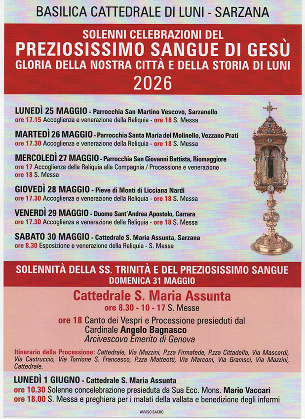 Anche alla Pieve di Monti di Licciana le celebrazioni del Preziosissimo Sangue di Gesù