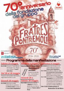 La locandina con il programma per il 70° anniversario dei Fratres di Pontremoli