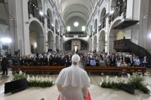 Barcellona, 10 giugno 2026: viaggio apostolico di Papa Leone XIV in Spagna. Incontro con le realtà di carità e assistenza diocesane nella Chiesa di San Agustí (Foto Vatican Media/SIR)